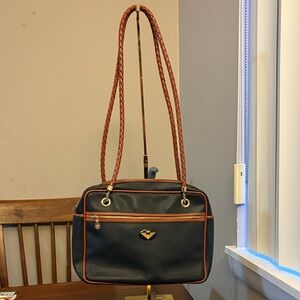 Bottega Veneta Classic Black and Brown Shoulder Bag from the 1990s in excellent